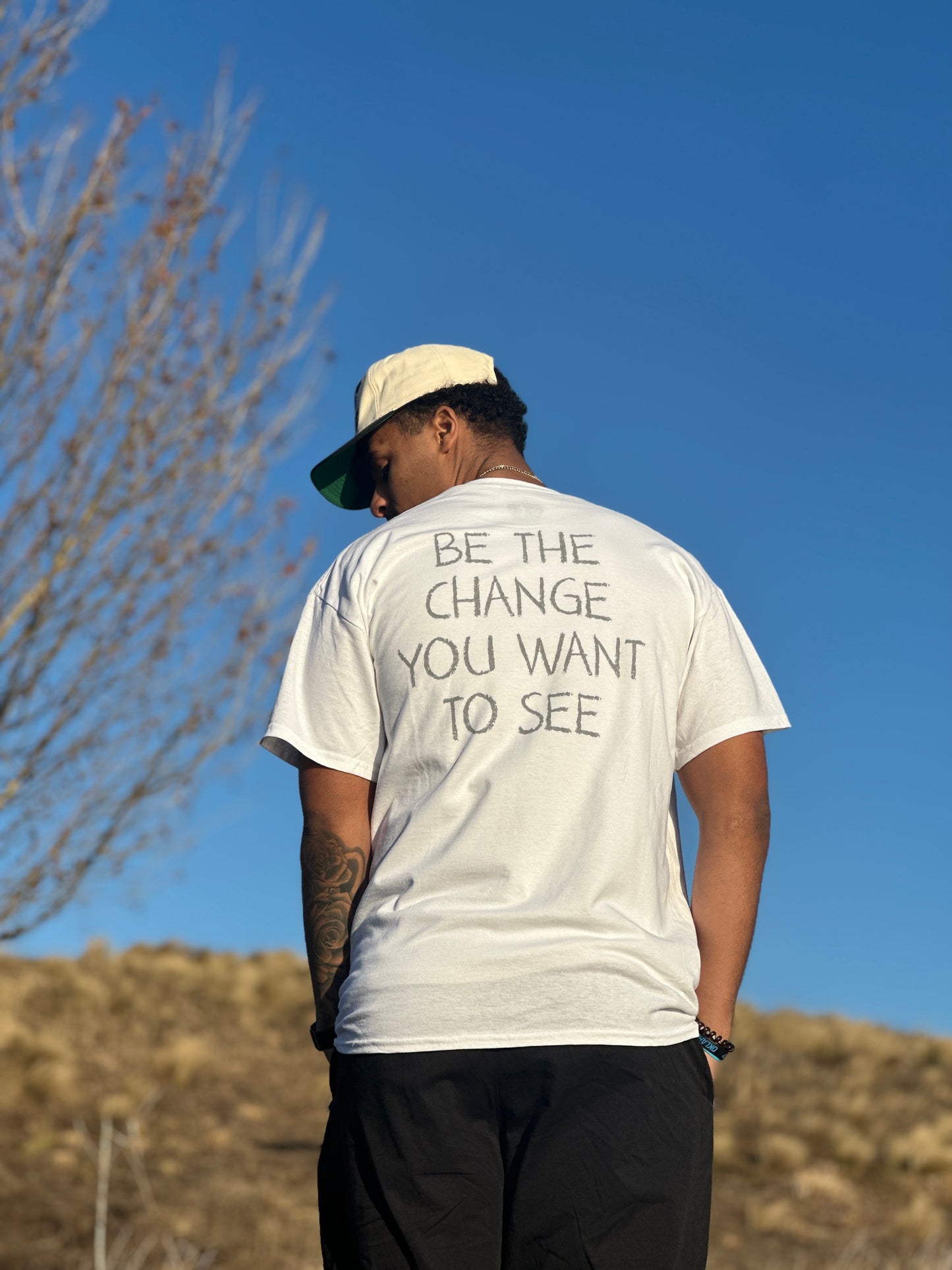 White Graphic Butterfly T-Shirt | Be The Change