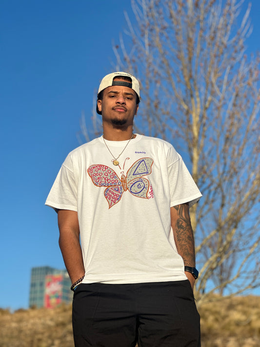 White Graphic Butterfly T-Shirt | Be The Change