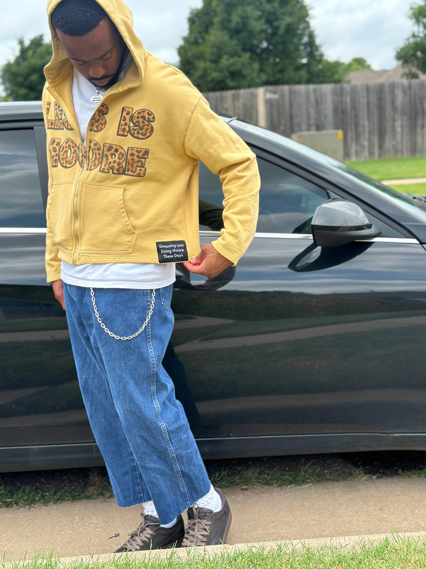 Golden Zip-Up Hoodie | Less Is Moore